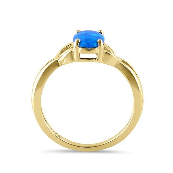 Charmed Blue Opal Center Stone Gold Vermeil Ring New - Picture 3 of 4